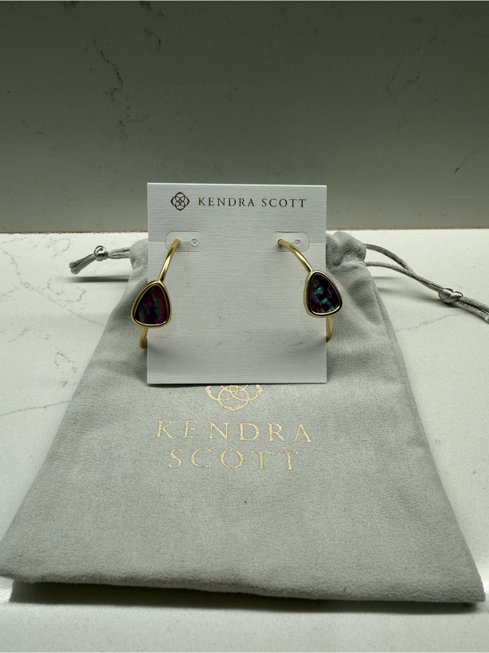 Kendra Scott Margot Hoop Earrings in Gold  and Iridescent Abalone